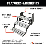 Lippert Entry Step, 3 Manual Folding Step, 24 in Width x 8-1/2 in Depth, With 9 in Rise - 432696