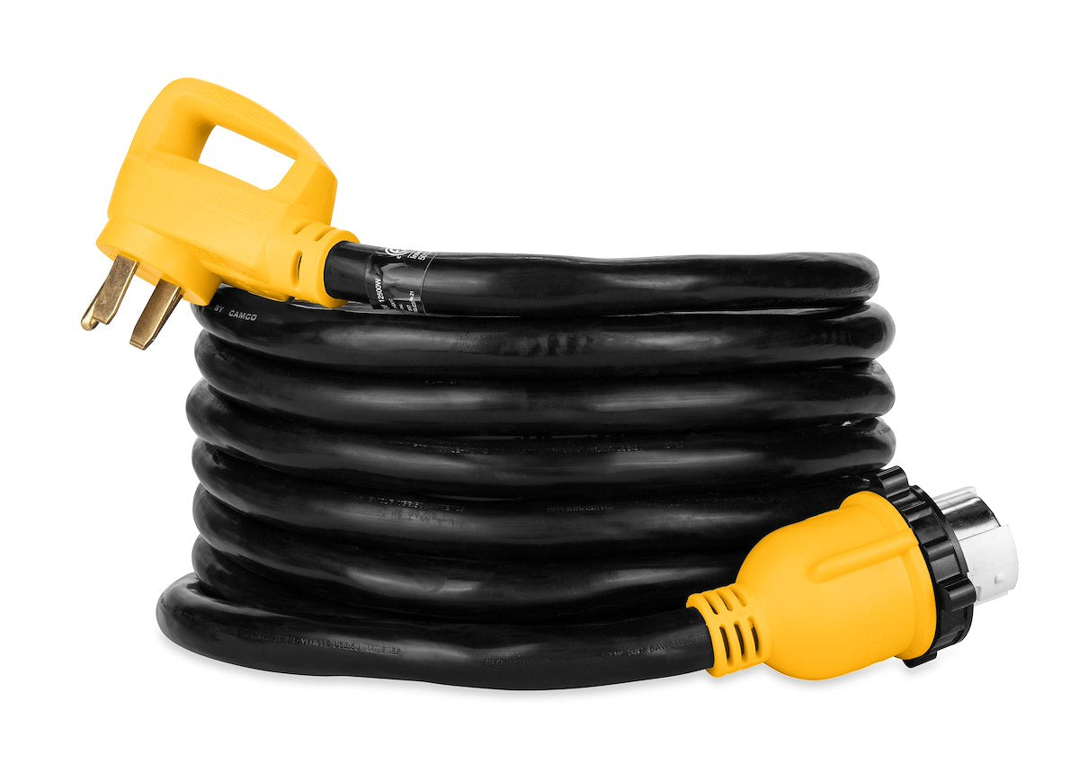 Camco Power Cord, 50 amp, 25 ft Length, Black/Yellow - 55542