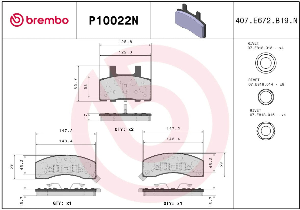 Brembo Brake Pads P10022N product image 2