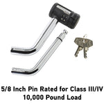 Master Lock Starter Sentry Trailer Hitch Pin, Fits 1/2 in Diameter And 5/8 in Diameter, 3 in Length, 4 Pin Tumbler Mechanism Resists Picking - 2866DAT