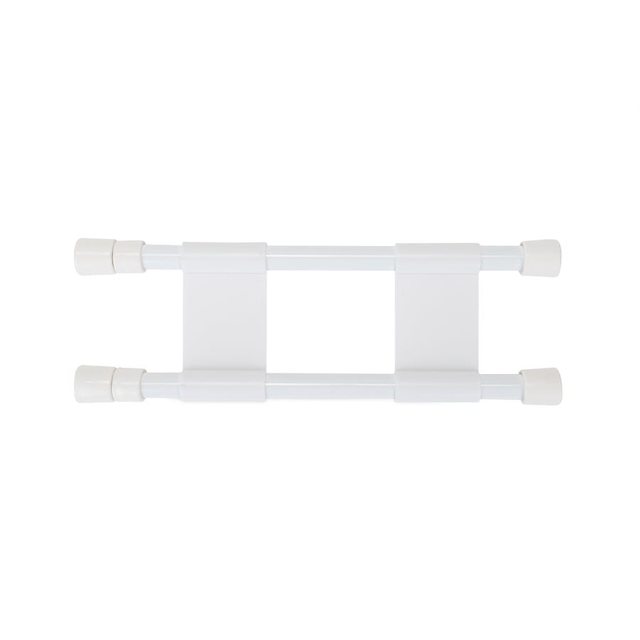 Camco Cabinet Content Brace, Bar Extends From 10 in Length to 17 in Length, White Plastic - 44093