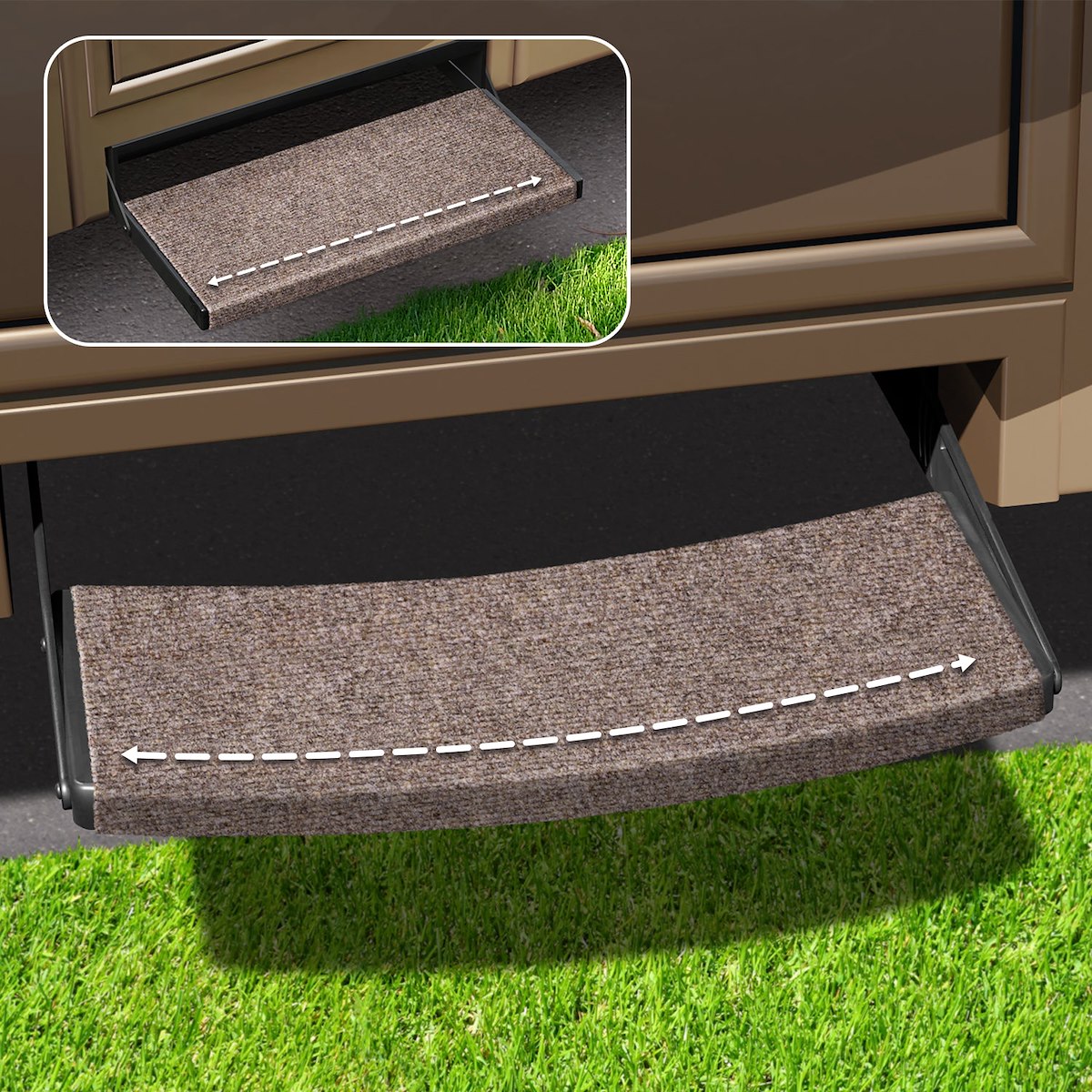 Prestofit Entry Step Rug, Fits Curved And Straight 24 in Width Steps, 22 in Width - 2-0391