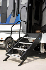 MOR/ryde Entry Step Hand Rail, Use With 1st Generation StepAbove 4 Step RV Steps, Black - STP214-006H