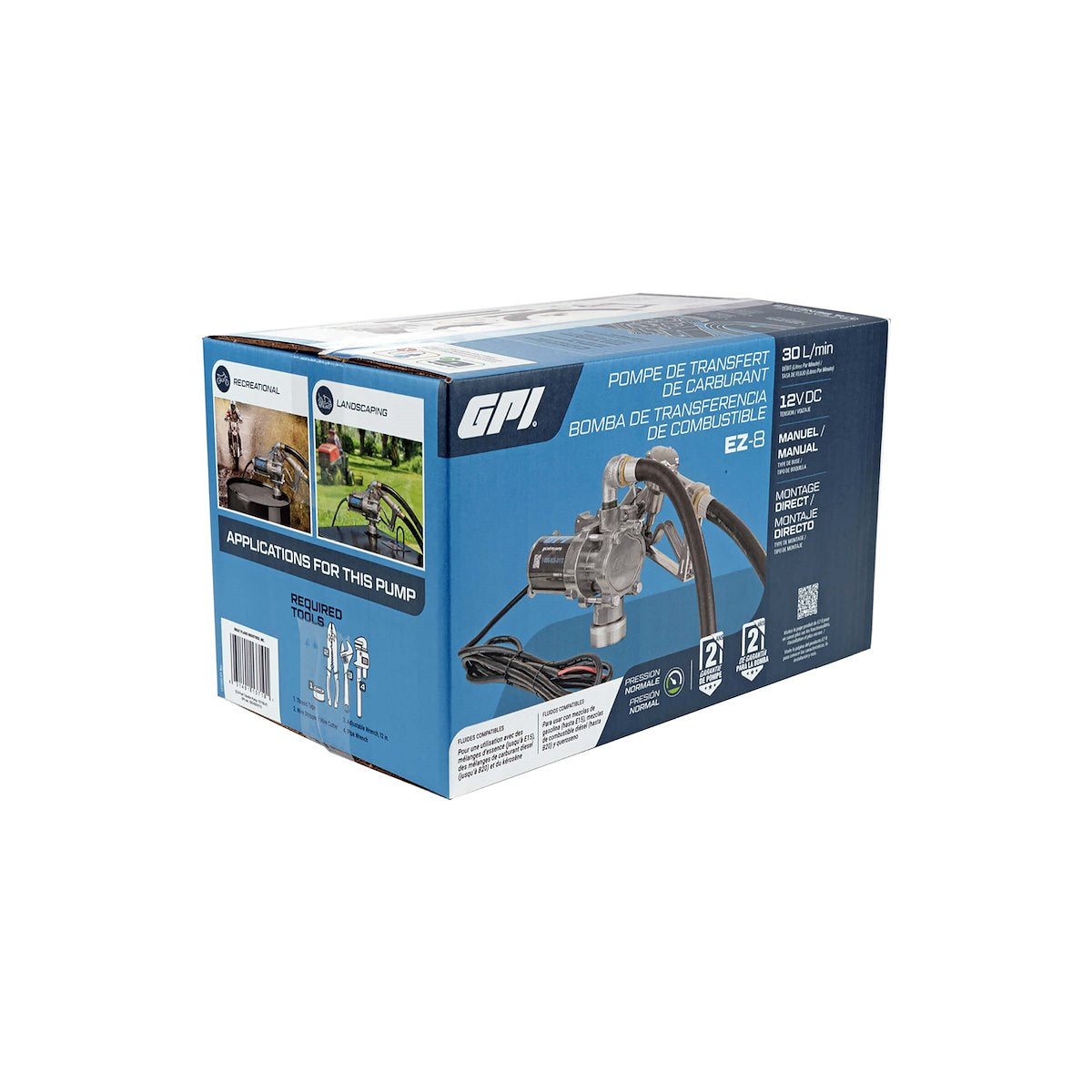 GPI Liquid Transfer Tank Pump, EZ-8, Up To 8 gal Per Minute, 10 ft Length Hose - 137100-01