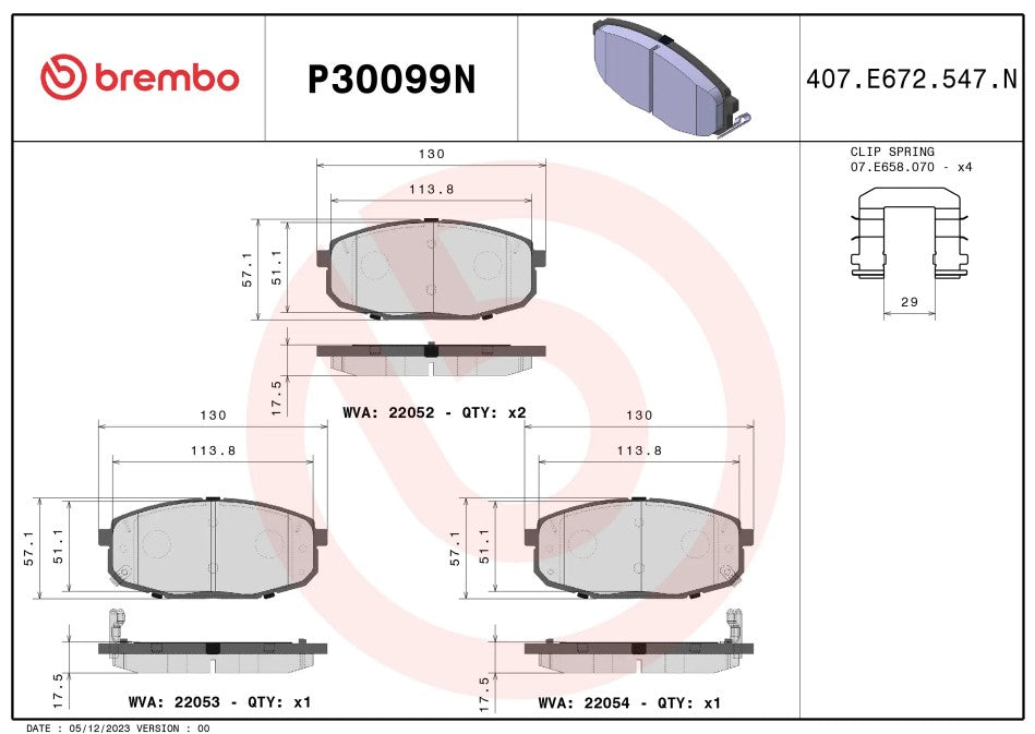 Brembo Brake Pads P30099N product image 2