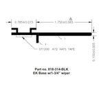 AP Products Slide Out Seal, EK Seal Base With 1-3/4 in Wiper, 1/2 in Thickness x 2-1/2 in Width x 35 ft Length, Black - 018-314-BLK