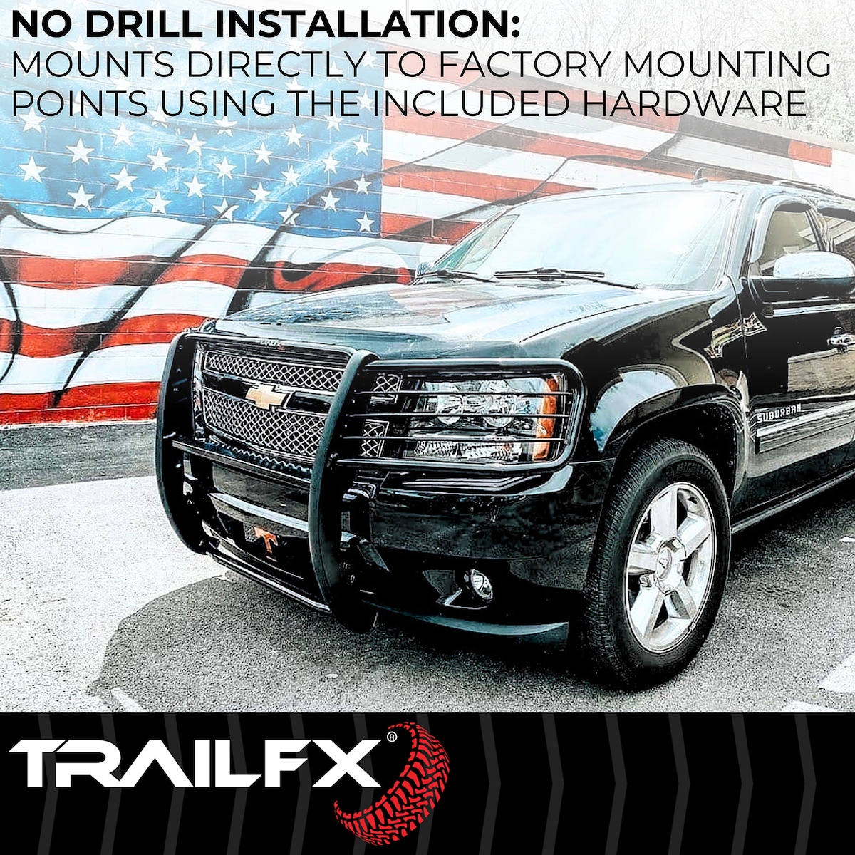 TrailFX Grille Guard, 1-Piece, Gloss Black, Steel - 81301
