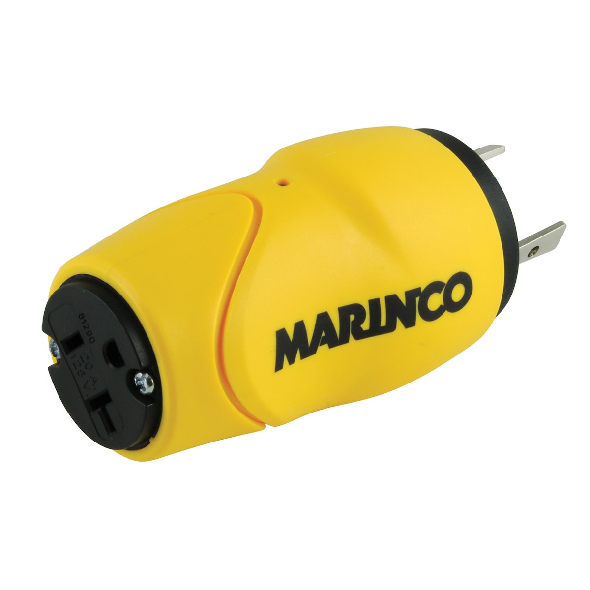 Marinco Power Cord Adapter, Straight 15 amp Female To 30 amp Locking Male, 5.2 in Length, With LED Power Indicator - S30-15