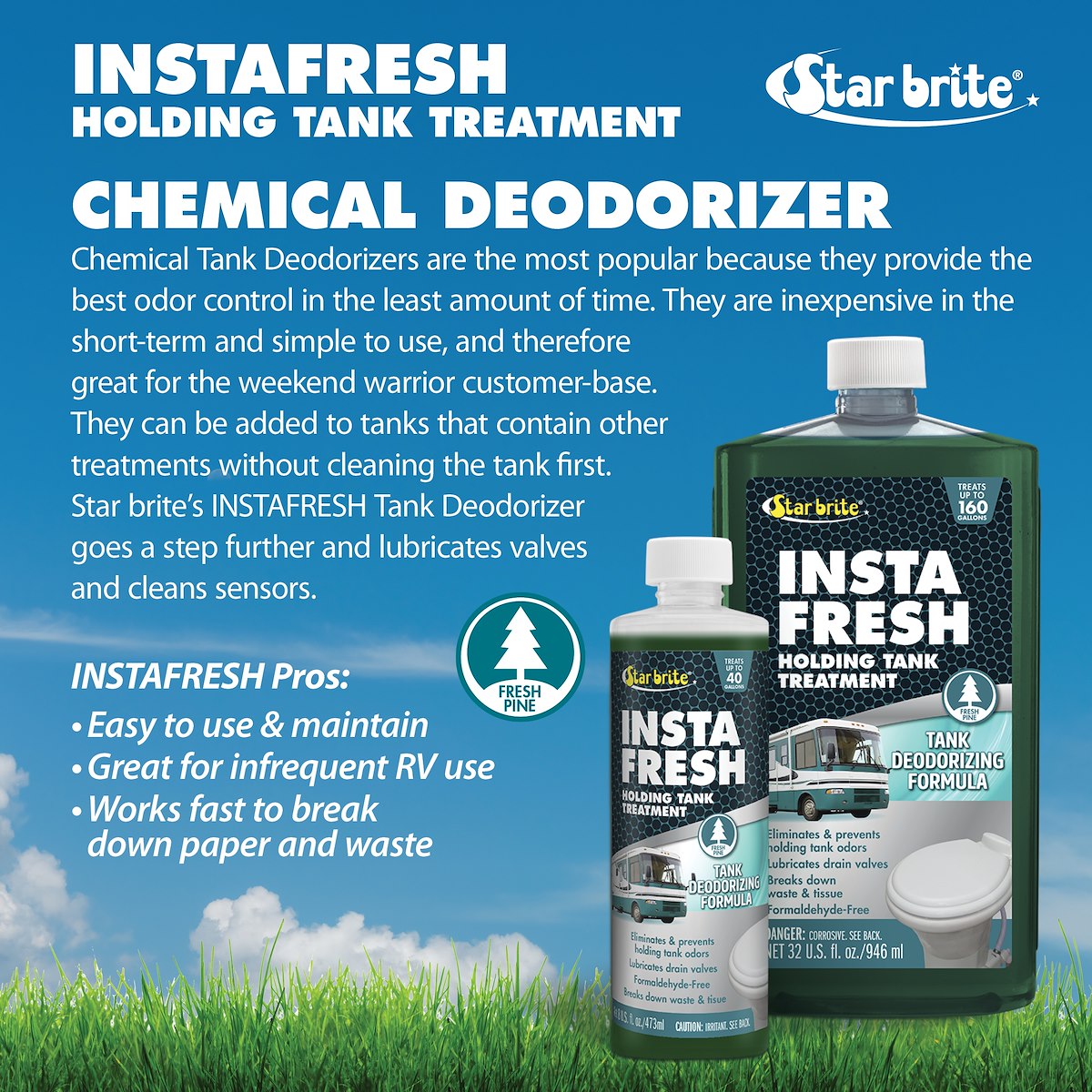 Star Brite Waste Holding Tank Treatment, Treats 160 gal Holding Tank, 32 oz Bottle - 072832