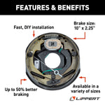 Lippert Trailer Brake Assembly, Replaces Lippert Assembly 10 in Diameter x 2-1/4 in Width, 3500 lb Axle Capacity - 296649