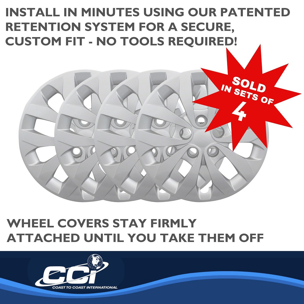 Coast2Coast Wheel Cover, 16 in, 10 Spoke, Set Of 4 - IWC53616S