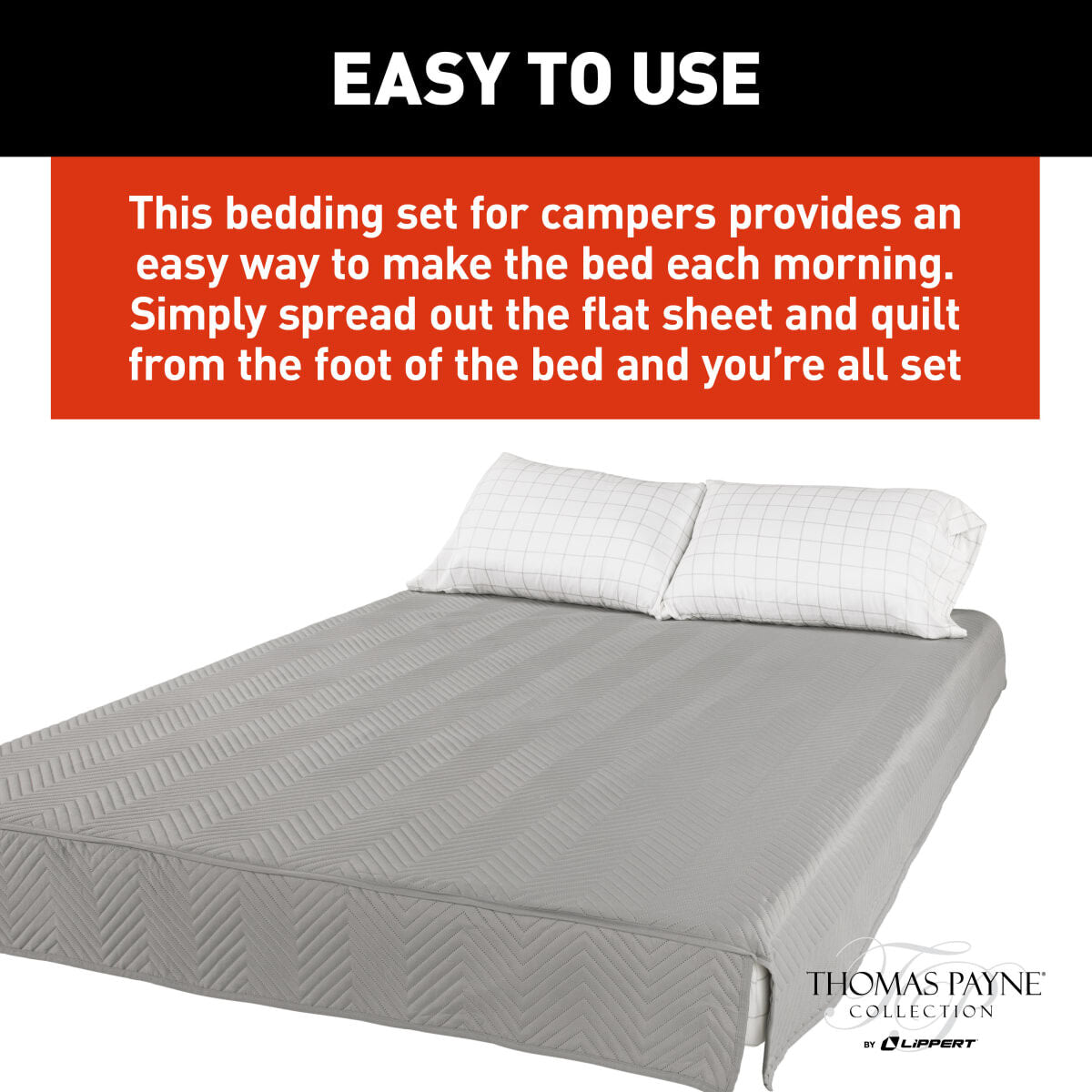 Lippert Bed Sheet, Easy Zzzs  Series, Gray Checkered - 2022107819