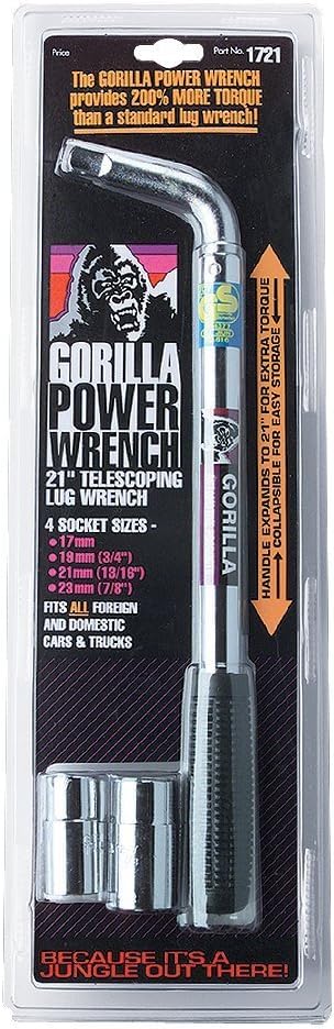 Gorilla Lug Nut Wrench, Power Series, 1/2 in Drive, Telescoping Handle 14 in Collapsed And 21 in Extended Length - 1721
