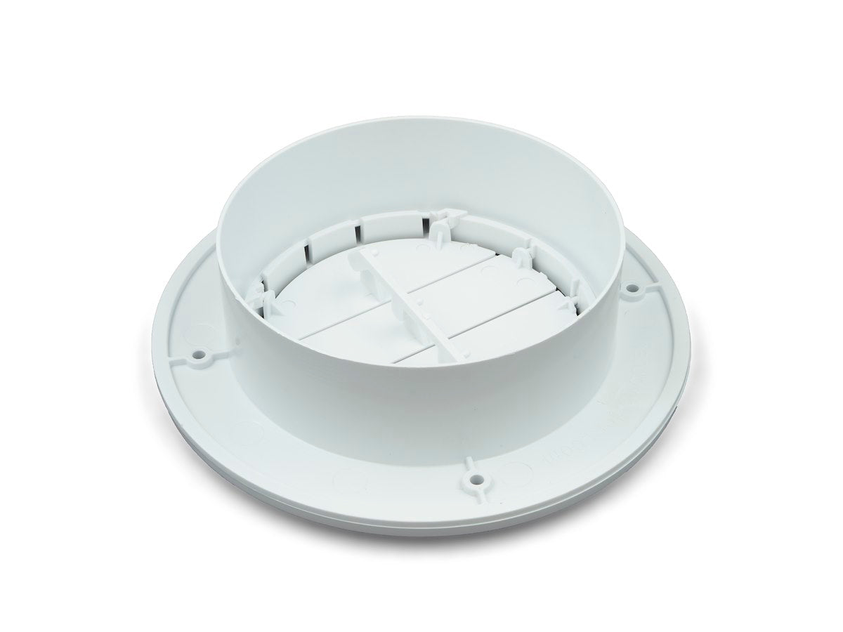 B&B Molders Heating/Cooling Register, 4-3/4 in Diameter Cutout Dimension x 1-1/5 in Collar Depth, 360 degree Rotation, Polar White - 94271
