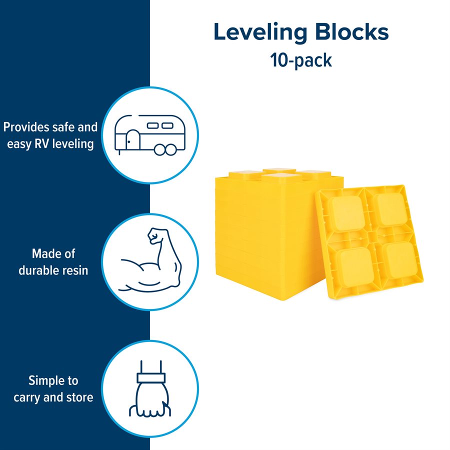 Camco Leveling Block, 8-1/4 in Length x 8-1/4 in x 1 Height, 4000 lb Capacity, Set Of 10 - 44505