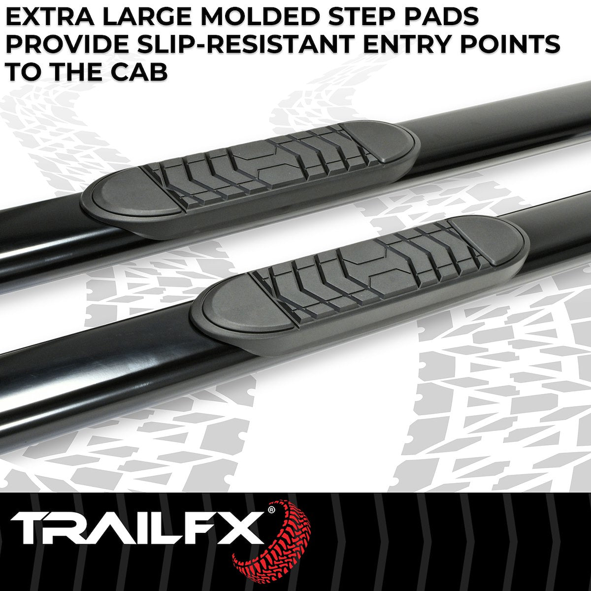 TrailFX Nerf Bar, TFX 5" Oval Straight Side Bars, 5 in Oval Straight, Black - A7054B