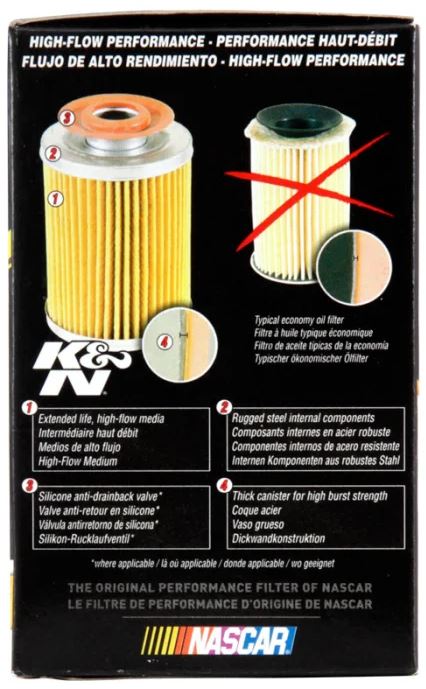 K&N Oil Filter, With 11-17 PSI Relief Valve, With 1 in Removal Nut, 3 in Outside Diameter x 4.781 in Height - HP-2011
