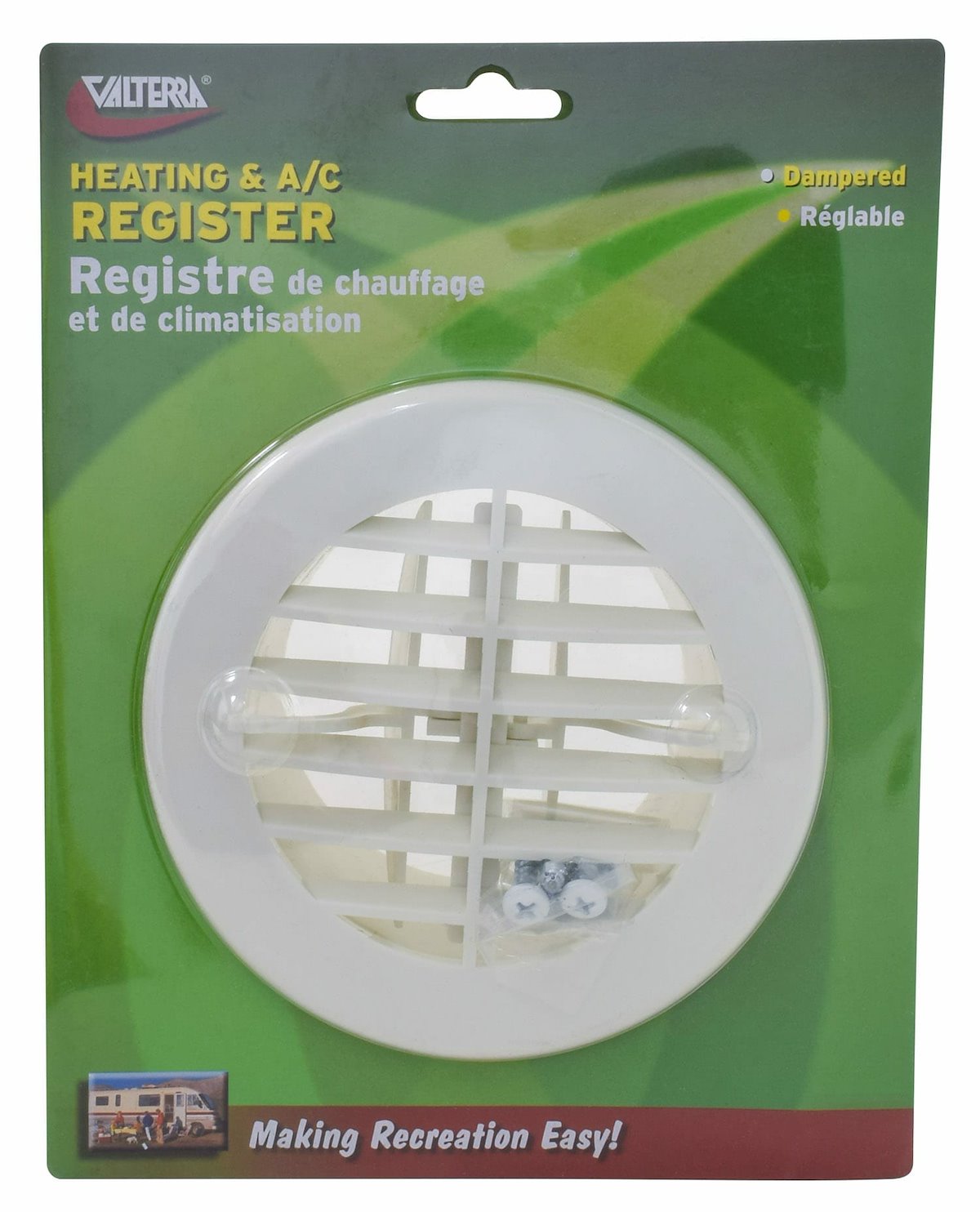 Valterra Heating/Cooling Register, For 4 in Vent Hole, White, 5-3/8 in Diameter - A10-3350VP