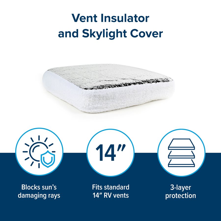 Camco Roof Vent Insulation, For 14 in x 14 in Vents, 3 in Foam With Reflective Backing - 45192