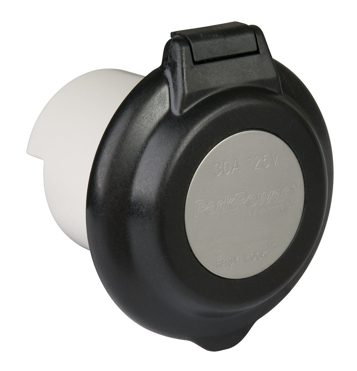 Marinco Power Inlet Port, 30 amp Power, 125 V AC, Black - 304EL-BRV.BLK