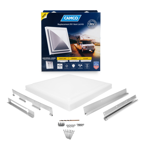 Camco Roof Vent Lid, For 14 in x 14 in Vents, White - 40195