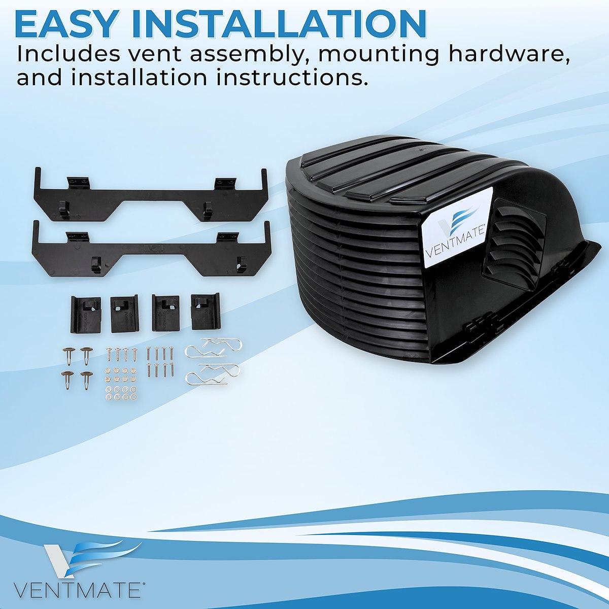 Ventmate Roof Vent Cover, MAKO Series, For 14 in x 14 in MAKO Series Vents, Black - 67316