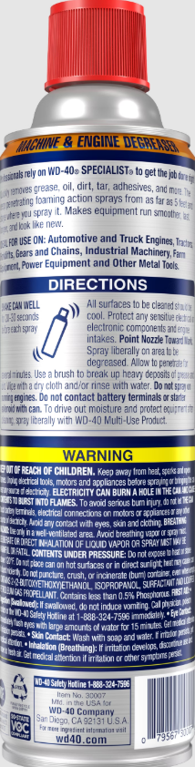 WD40 Engine Degreaser, 18 oz Aerosol Can - 30007