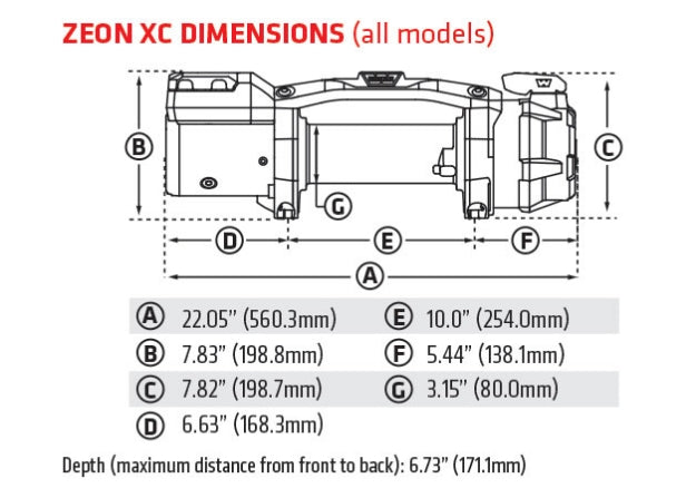 Warn Winch, ZEON XC 10-S, 12 V, 10000 lb Line Pull Capacity - 110510