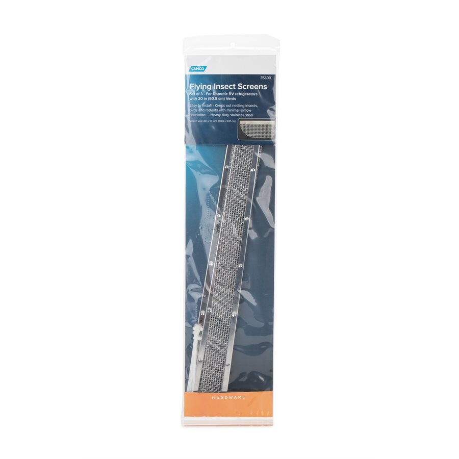 Camco Bug Screen - RV Appliance, For Use With Dometic Side Vent With 20 in Length Louver Opening, 20 in Length x 1-1/2 in Width, Pack Of 3 - 42149