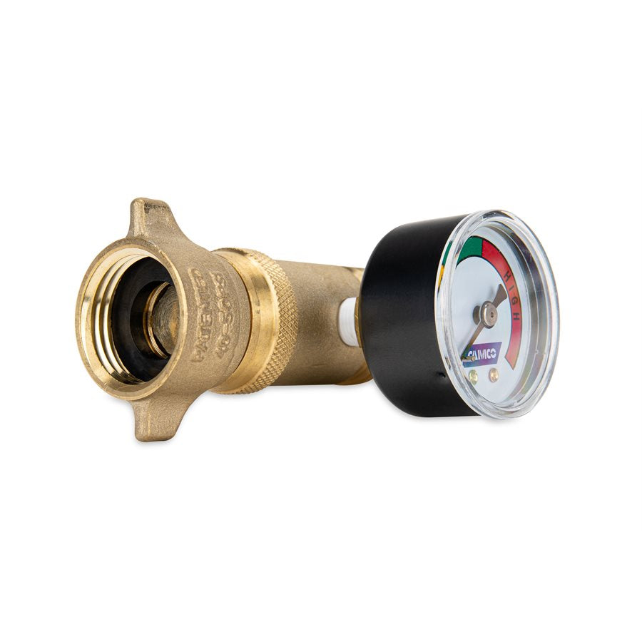 Camco Fresh Water Pressure Regulator, Brass, Preset Pressure Range of 40-50 PSI, Complies With CA and VT Regulations For Brass Content - 40064