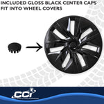 Coast2Coast Wheel Cover, 19 in, 7 Spoke, Gloss Black, Set Of 4 - 56619BLK