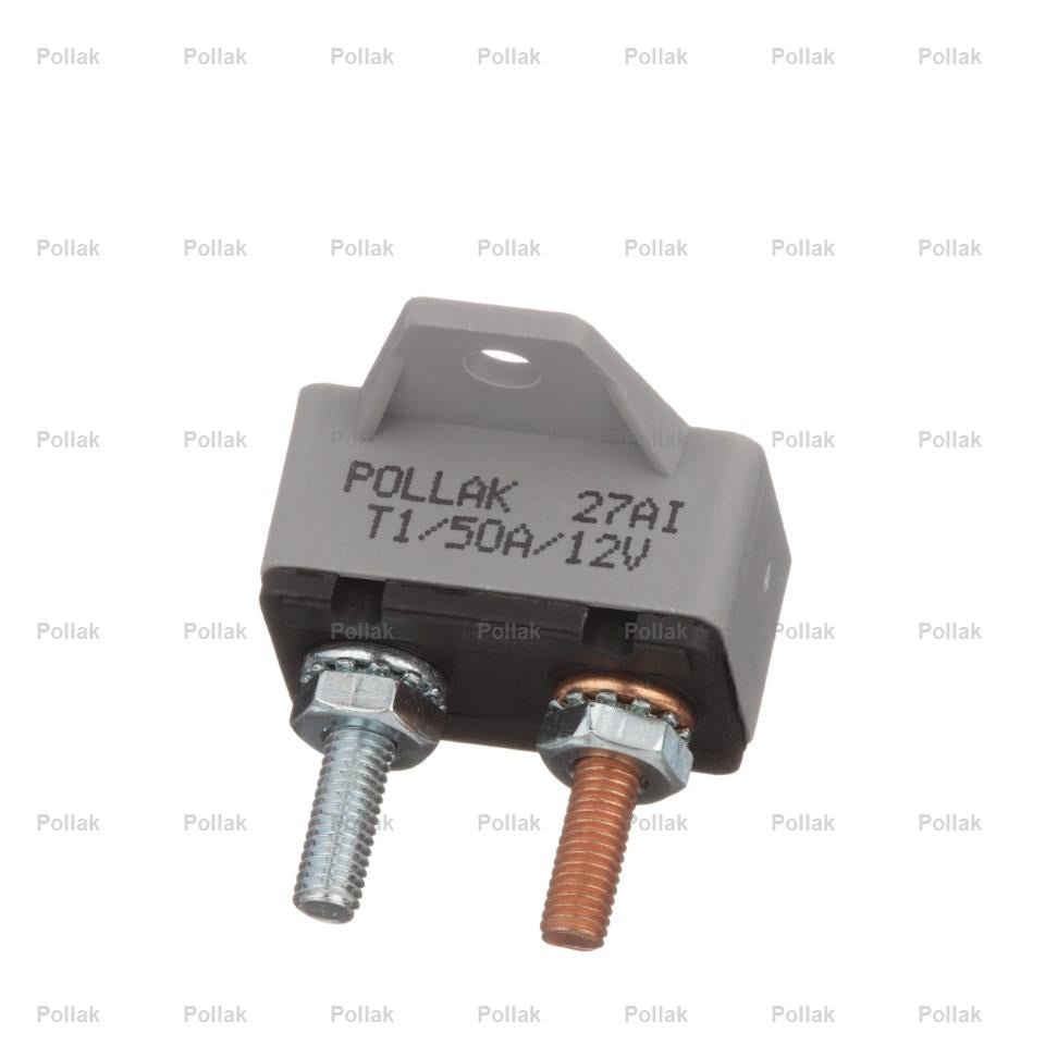 Pollak Circuit Breaker, 50 amp/12 V DC, With 90 Mounting Bracket - 54-250PL