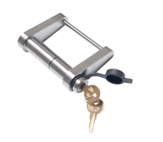 InfiniteRule Trailer Hitch Lock, Fits DEMCO EZ Latch 2 in Ball Coupler, Stainless Steel, With 2 Keys/1 Dust Cover - 61121-S