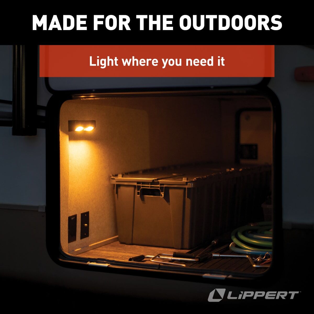 Lippert Entry Step Light, 6-3/4 in Length x 1-3/4 in Width x 1-3/4 in Height, LED Bulb, Without 6 AA Batteries - 2022172335