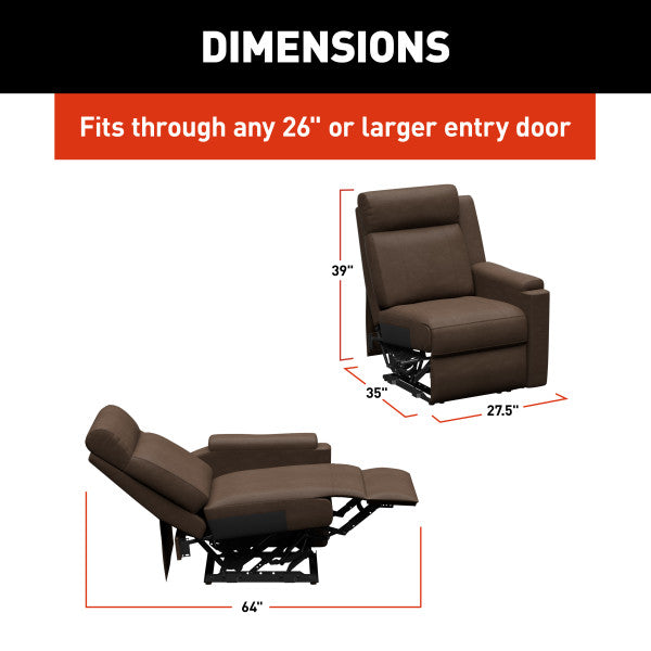 Lippert Chair, Heritage Theater Series, 27-1/2 in Width x 35 in Depth x 39 in Height Overall, 64 in Reclining Depth - 2024044092
