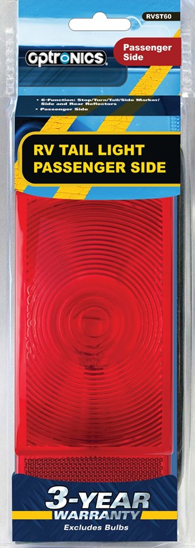 Optronics Trailer Light, 8.625 in Length x 3.188 in Width x 2-1/4 in Depth, 12.8 V DC, White Base - RVST60S