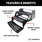 Lippert Entry Step, 3 Manual Folding Steps, 24 in Width x 7 in Depth, With 7 in Rise - 432687