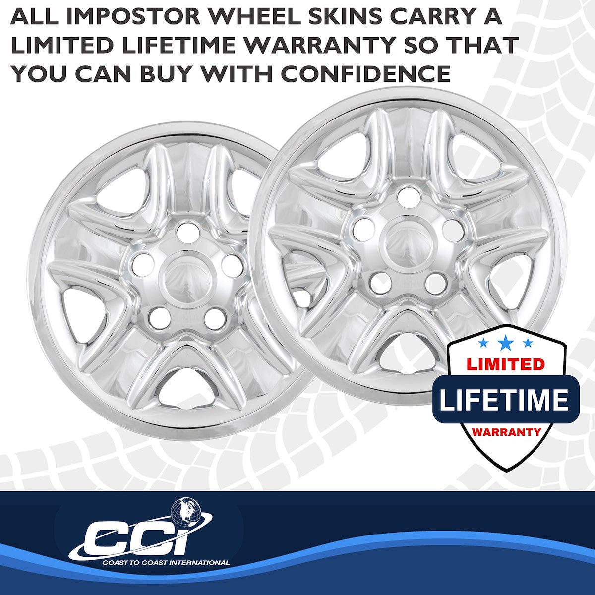 Coast2Coast Wheel Skin, 18 in, 5 Spokes, Chrome, Set Of 4 - IMP77XN