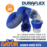 Duraflex Sewer Hose, 20 ft Extended Length, 76 in Compressed Length, 3 in Hose Diameter - 22006
