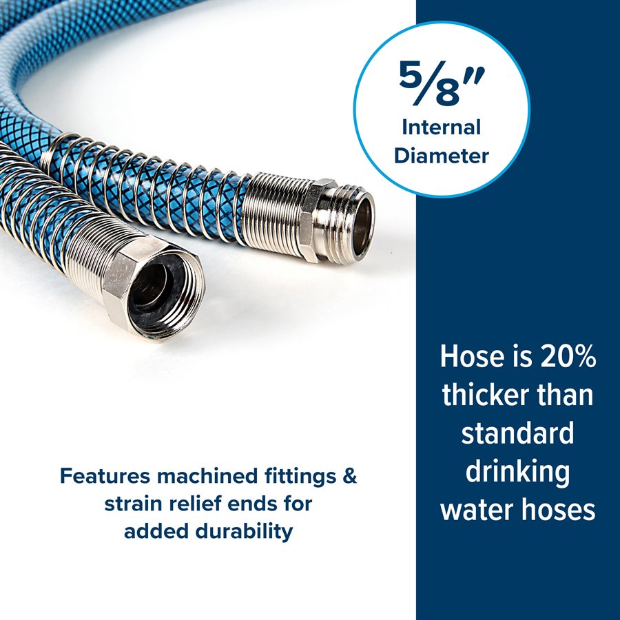 Camco Fresh Water Hose, 5/8 in Internal Diameter, 25 ft Length, 100 PSI Working Pressure - 22833
