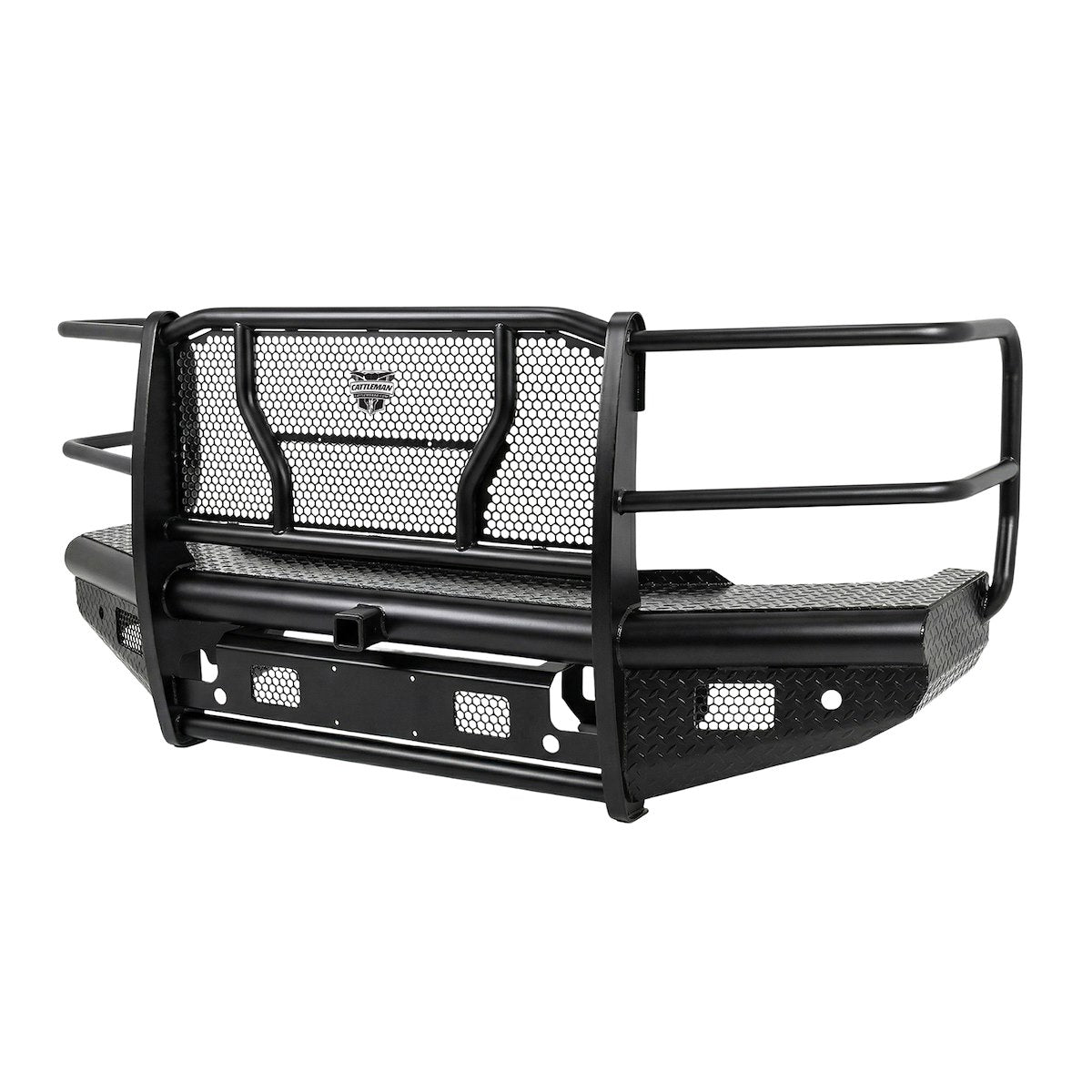 Cattleman HD Bumper, With 2 in Receiver Hitch, Glossy Powder Coated Black Steel - 2370PRSA