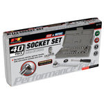 Performance Tool Socket Set, 1/4 in/3/8 in Drive, Set Of 40 - W1173