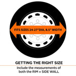 Classic Accessories Tire Cover, For 24 in To 27 in Wheel Diameter/8.5 in Tire Width, Snow White, Pack Of 2 - 76240