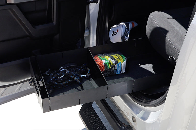 Dee Zee Under Seat Storage Unit, 3 compartments, 11-1/2 in Length x 52-1/4 in Width x 7-1/2 in Height, Black - DZ701