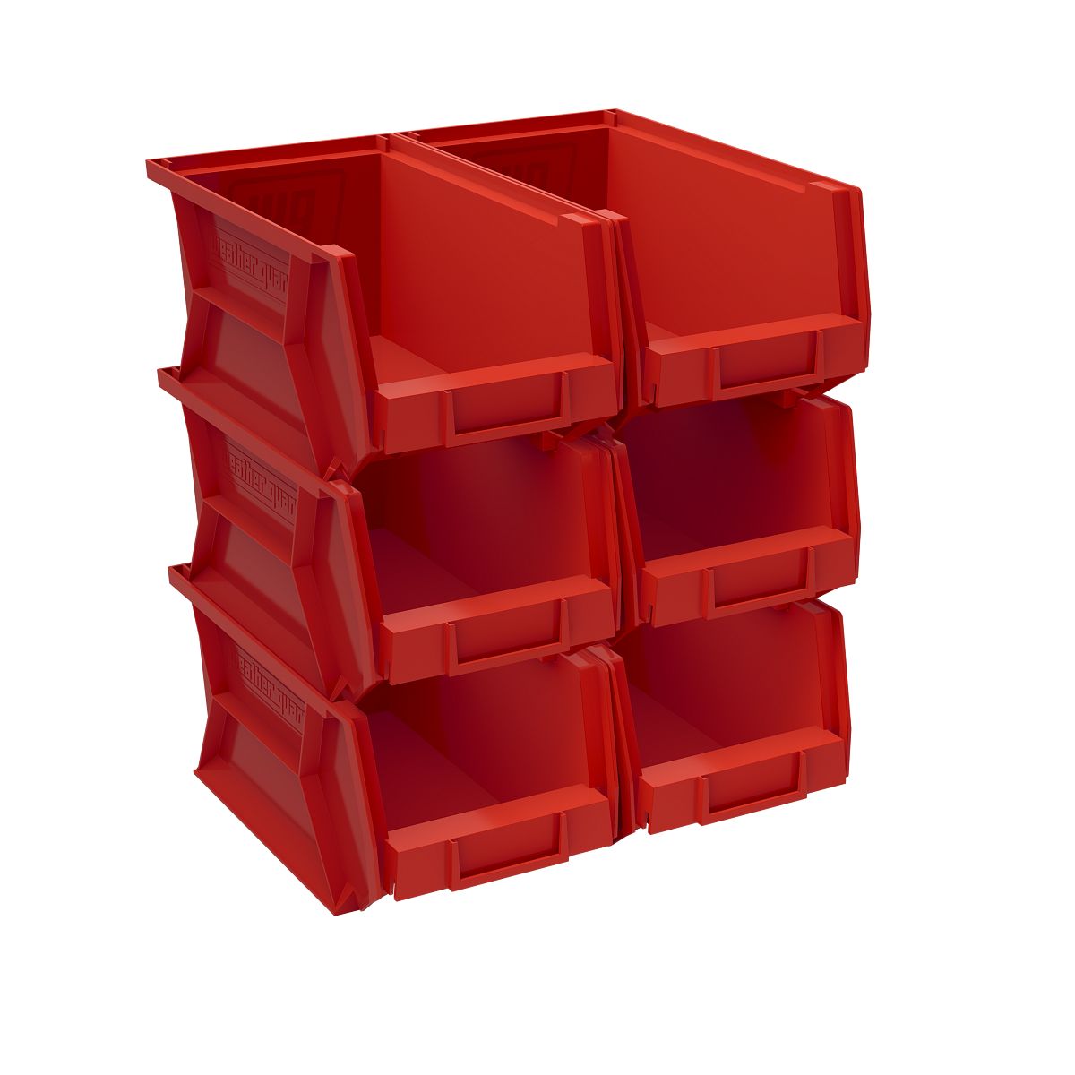Weather Guard Van Storage System Shelf Bin Box, 7.1 in Height x 6 in Width x 13.2 in Depth, Red, Set Of 6 - 9855-7-02