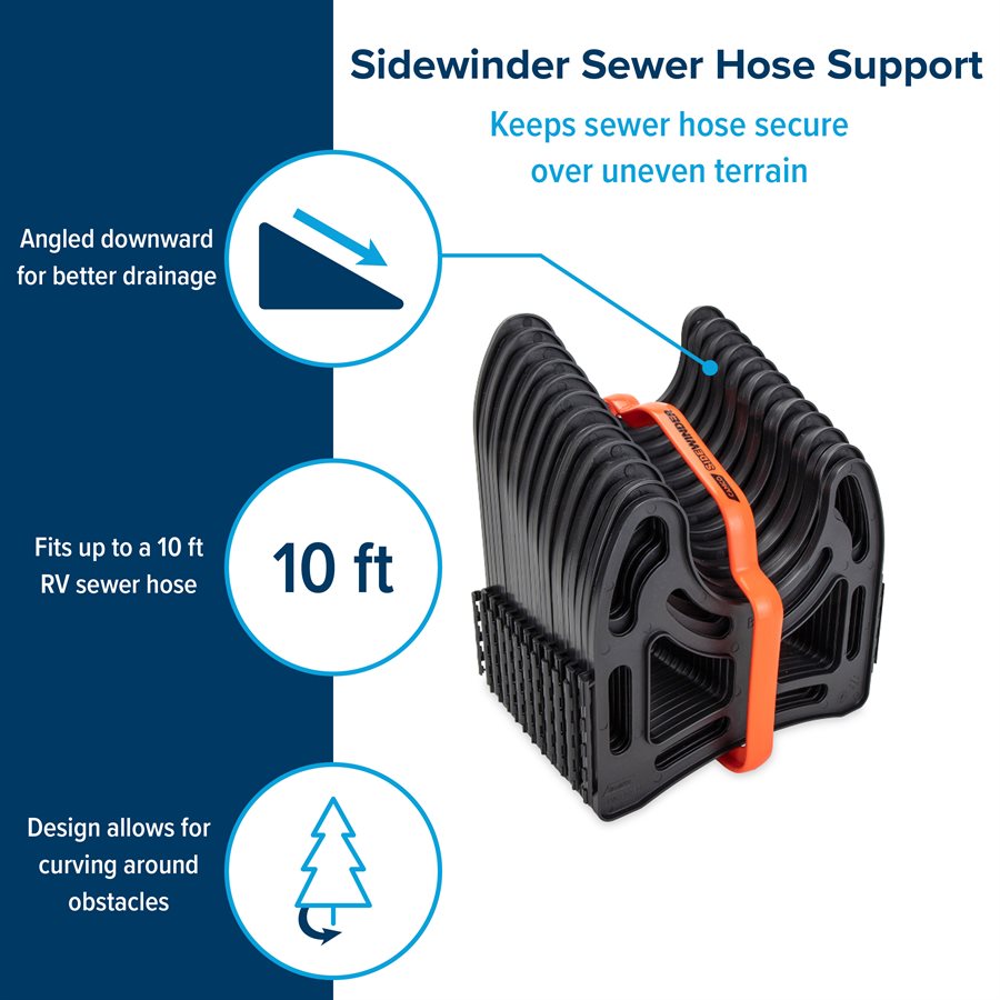 Camco Sewer Hose Support, Holds 10 ft Hose, Black - 43031