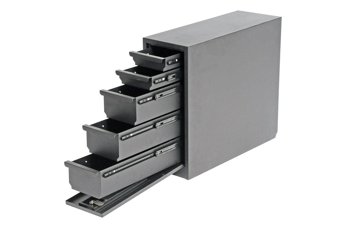 Dee Zee Tool Box, Wheel Well With 5 Drawers, Black Powder Coated Steel, 20.5 in Length x 8.5 in Width x 18.88 Height - DZ95D