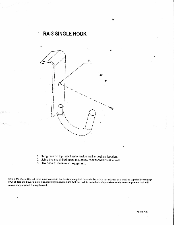 Rack-Em Multi Purpose Hook, Black/Gray, Steel - RA-8