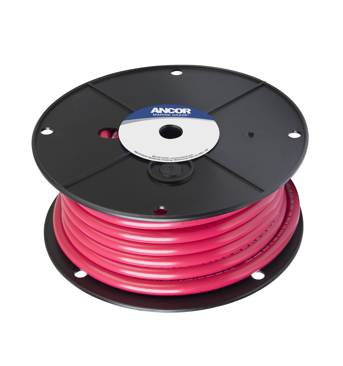 Ancor Battery Cable, Red Positive, 50 ft Spool, 1/0 Gauge Auxiliary Wire - 116505
