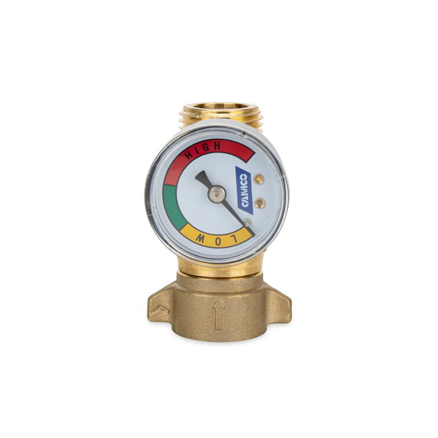 Camco Fresh Water Pressure Regulator, Brass, Preset Pressure Range of 40-50 PSI, Complies With CA and VT Regulations For Brass Content - 40064